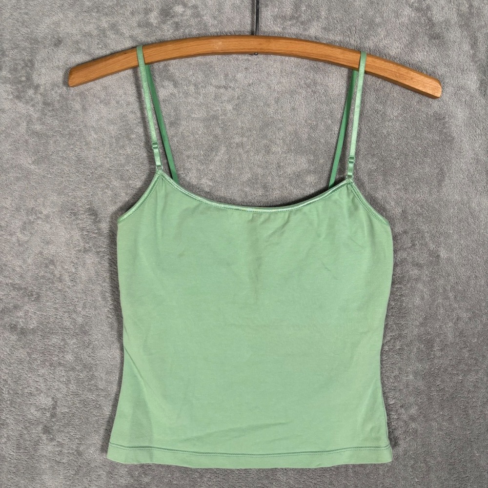 VTG Fusion Sage Green Adjustable Spaghetti Strap Fitted Cropped Tank Top M Y2K